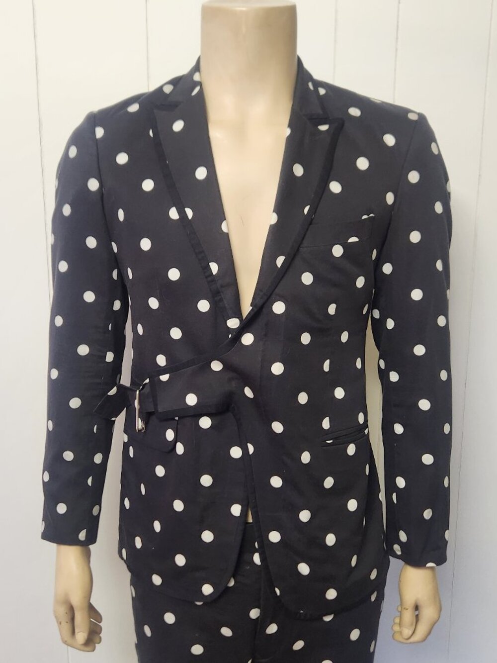 men's wild suit 38 black white polka dots French Crown